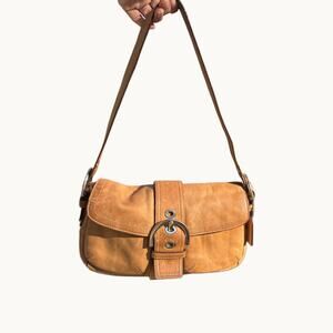 Vintage Coach Soho 9434 Burnished Leather Buckle Flap Shoulder Bag Y2K